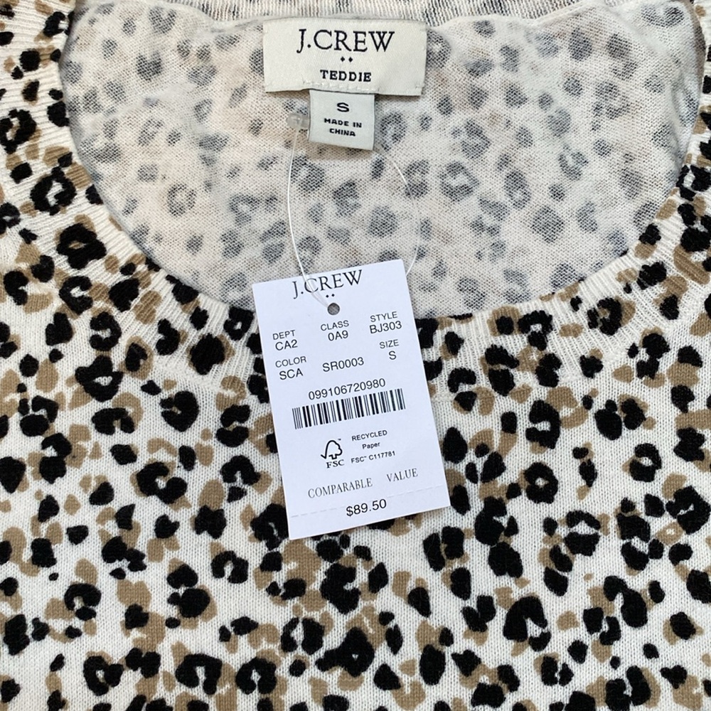 NWT J. Crew Animal Print Long Sleeve Top